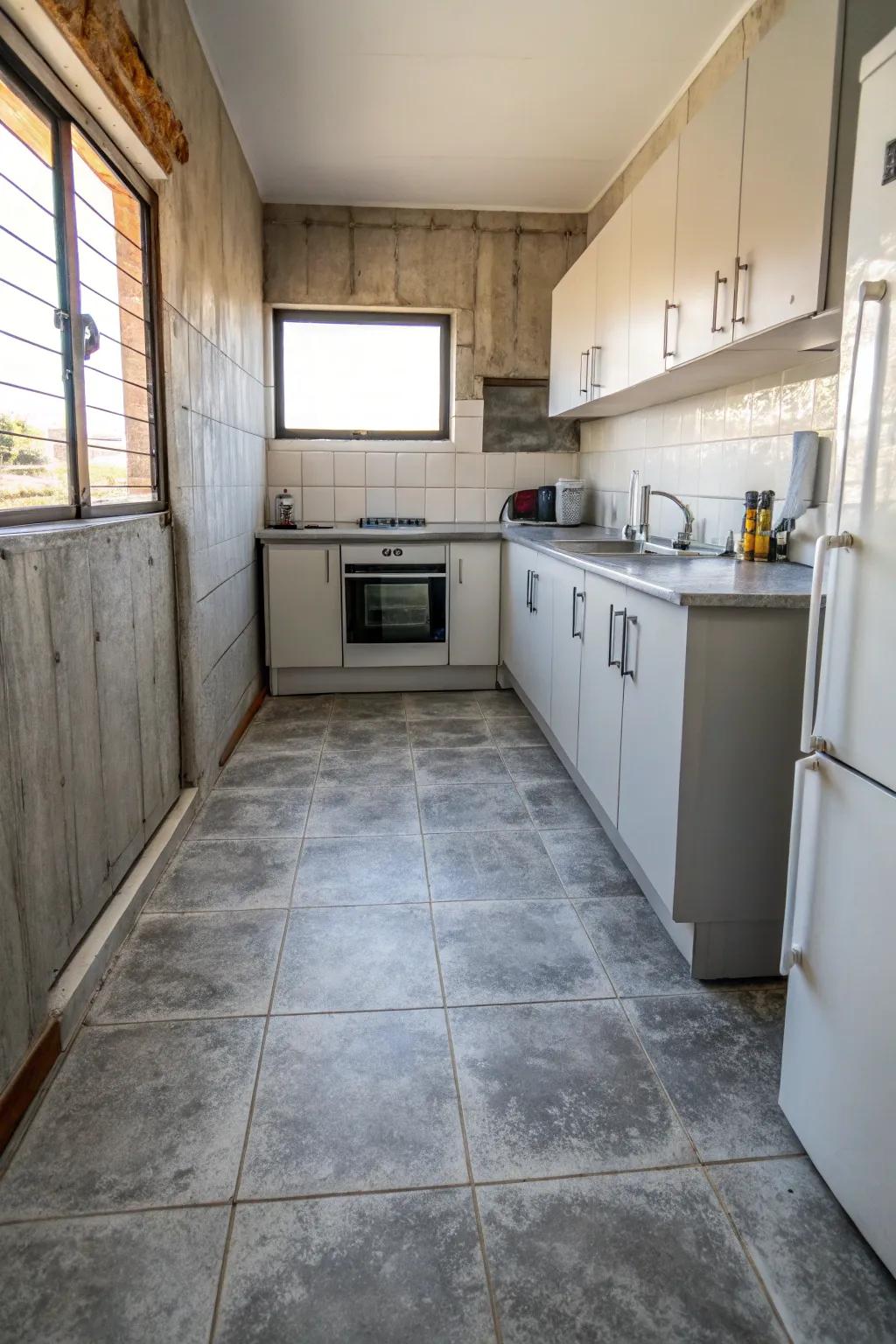 Industrial concrete-look tiles for a modern urban feel