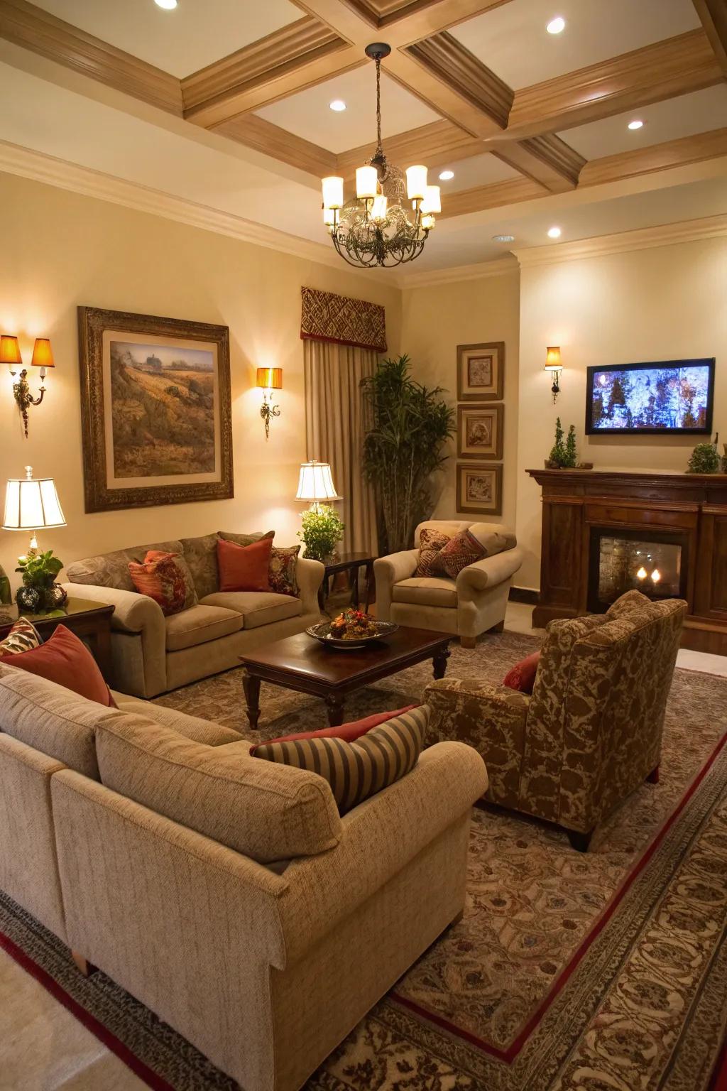 Cozy seating spots foster intimate dialogues.