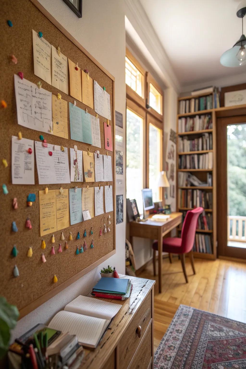 A study area featuring a personalized inspiration board.