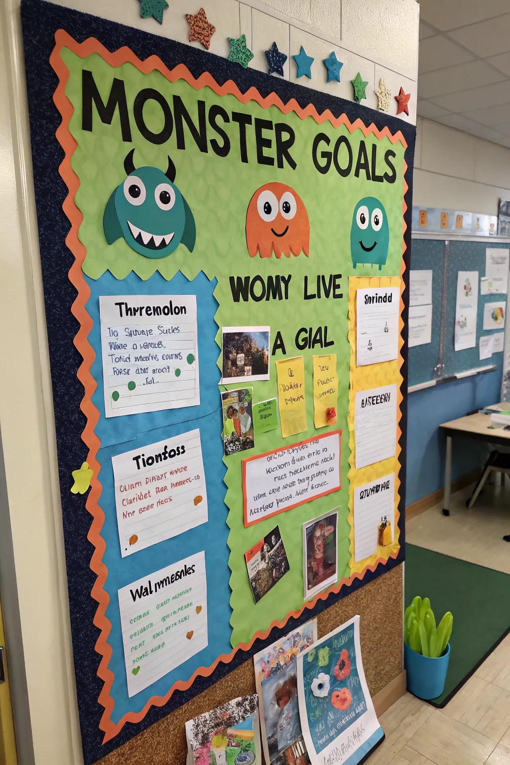 An aim board that employs monsters to ignite students to attain their aspirations.