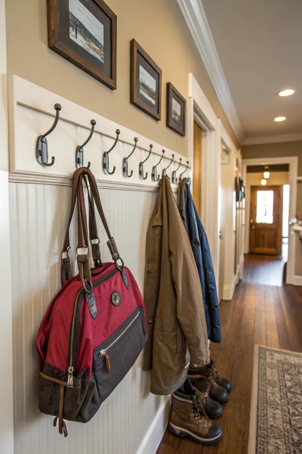 Vessel tie-down hooks bring a seafaring touch to your home organization.