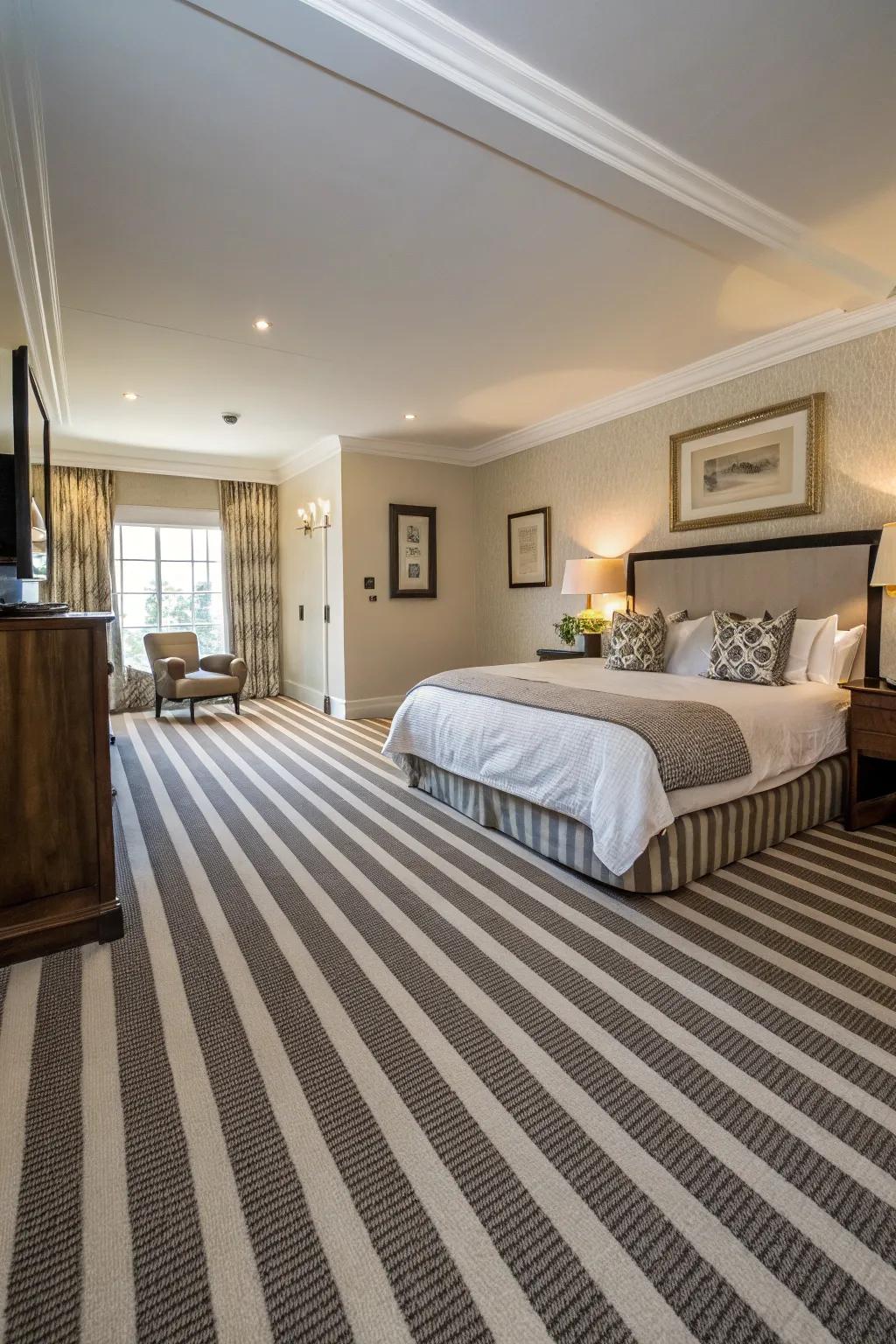 Striped carpets can create the illusion of a larger space.