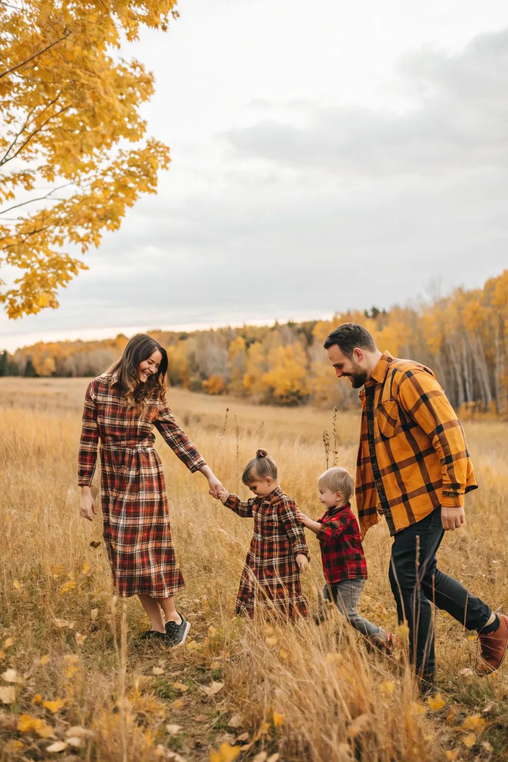 Rustic plaid captures the essence of autumn's countryside allure.