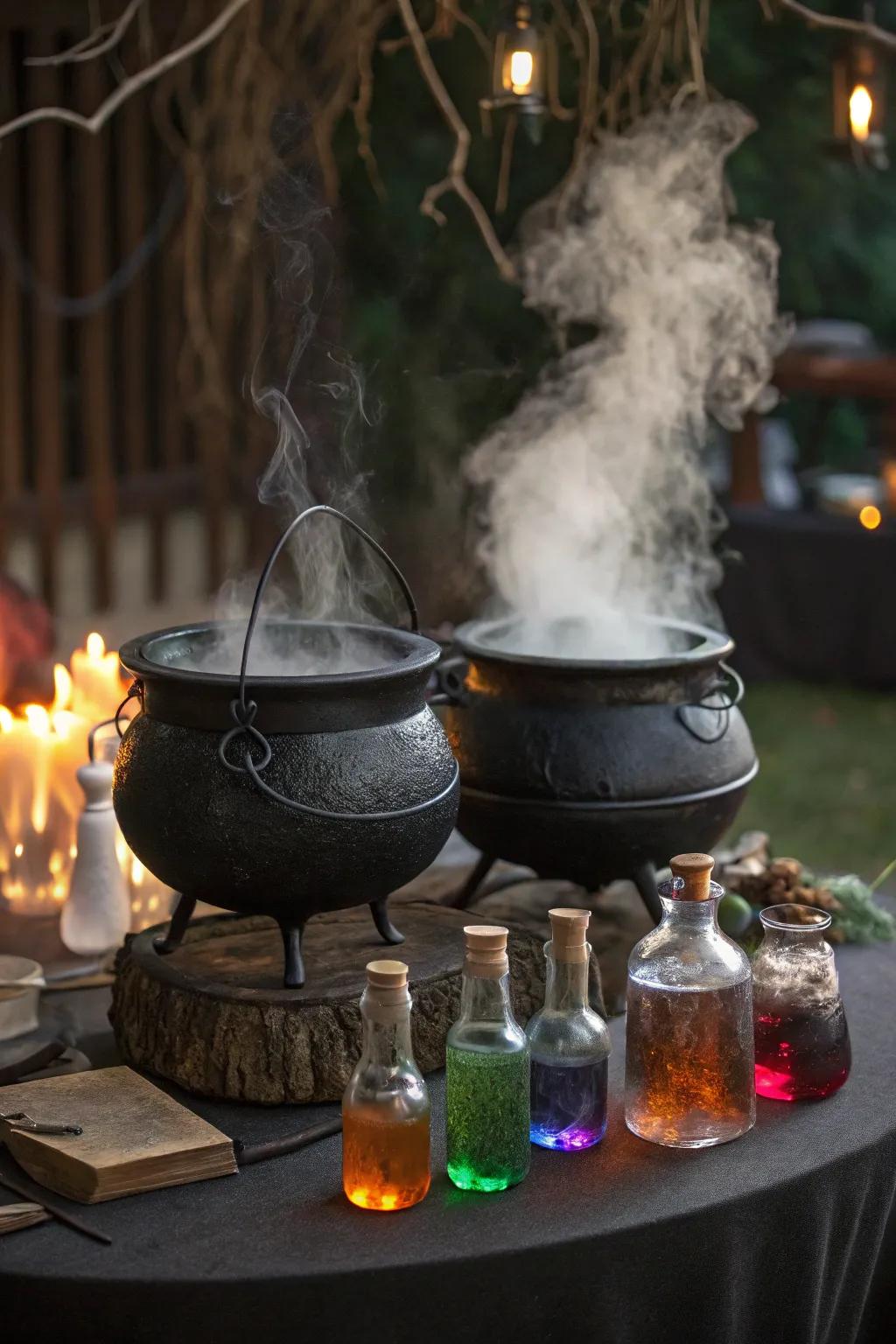 A brewery station invites visitors to brew up some Halloween magic.