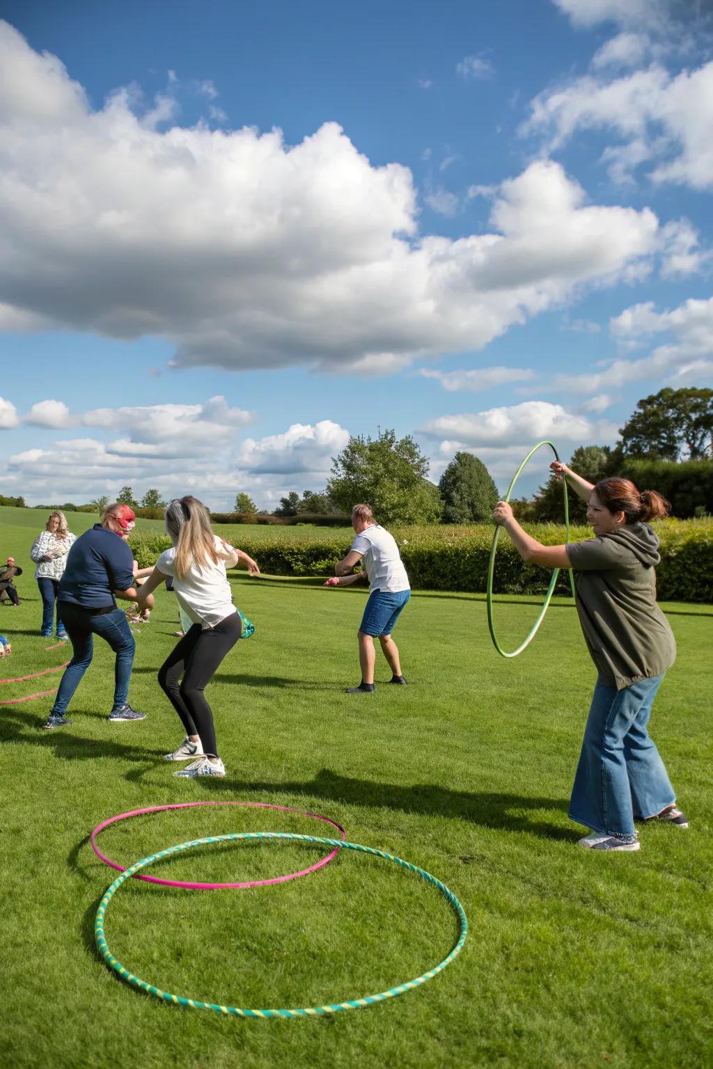 A rotational ring contest instilling amusement in an outdoor convocation