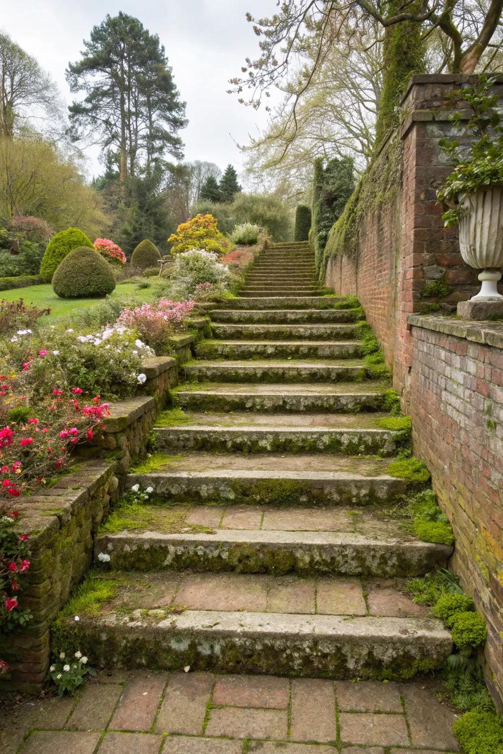 Classic brick steps offer timeless charm and enduring durability.