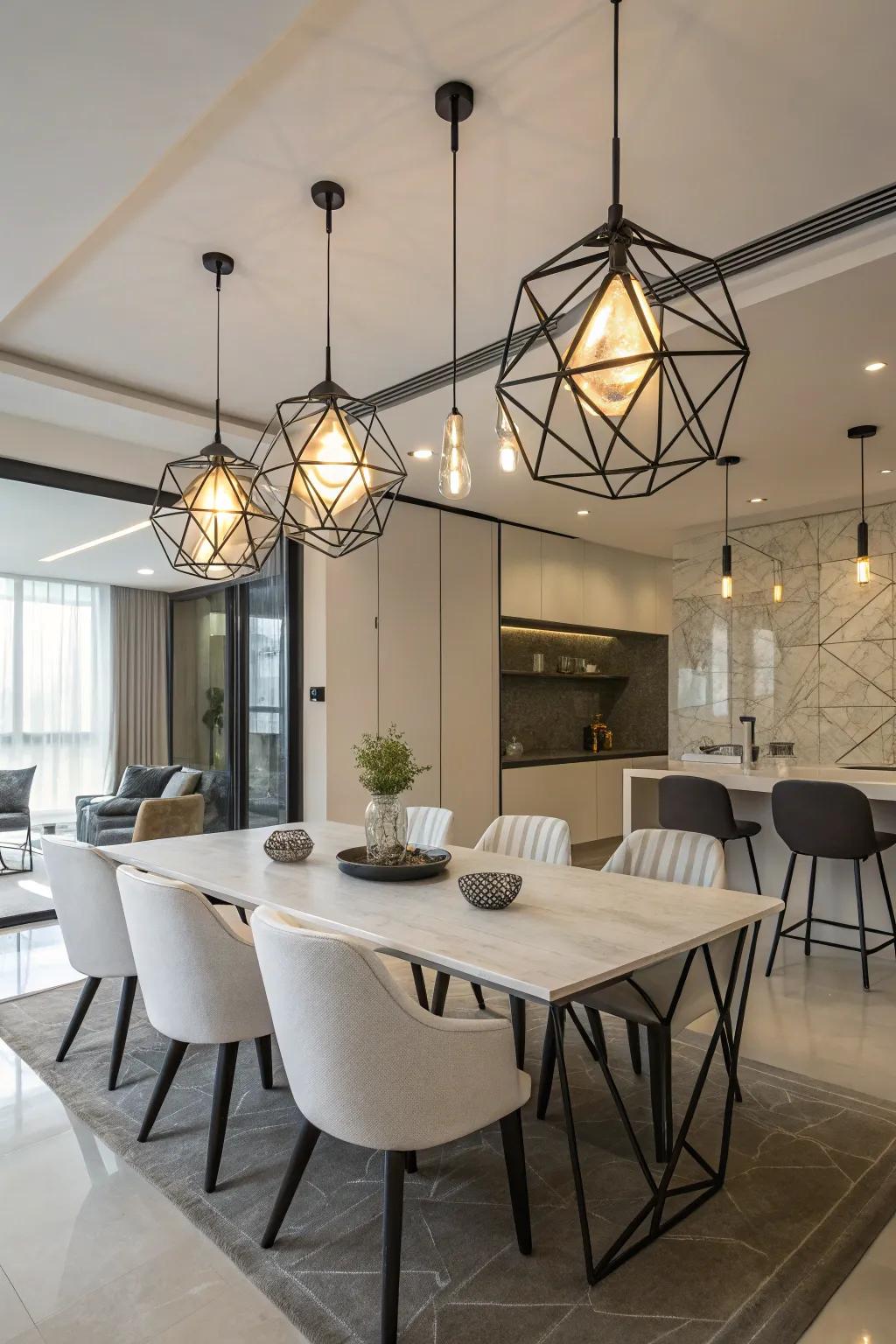 'Facet' Geometric lighting fixtures have an artistic touch.