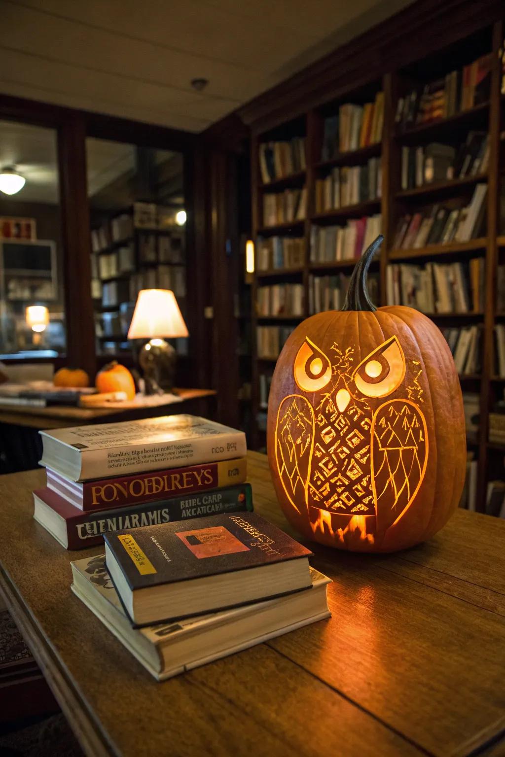 A Celtic owl design brings ancient mystery to your pumpkin carving.