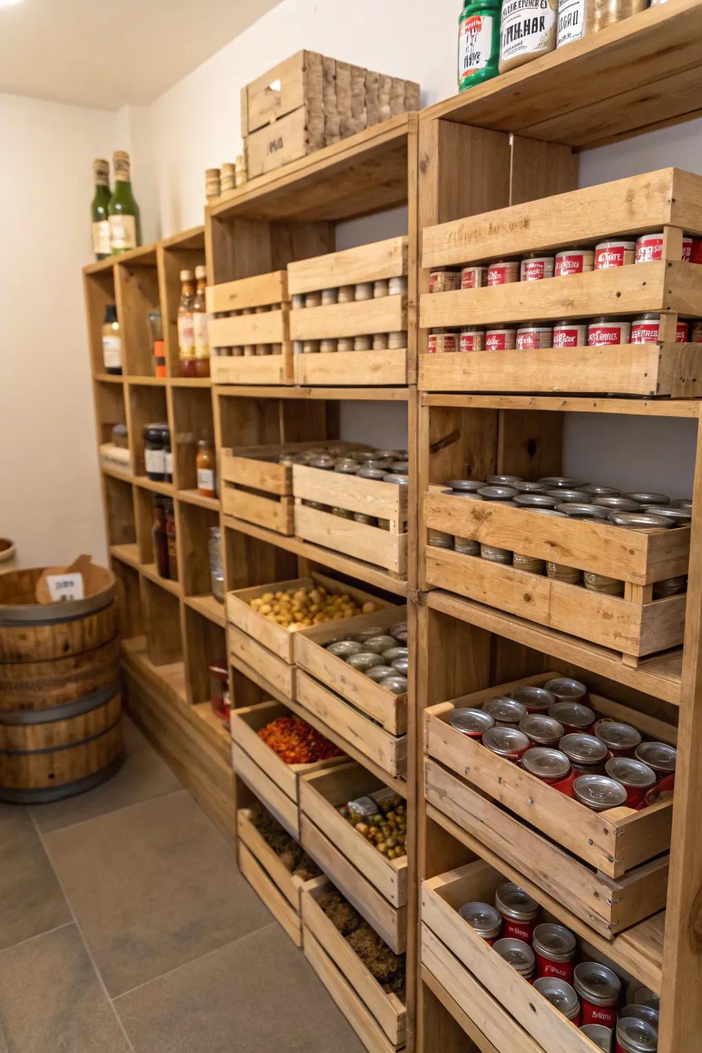 Wooden crates afford both charm and practicality.