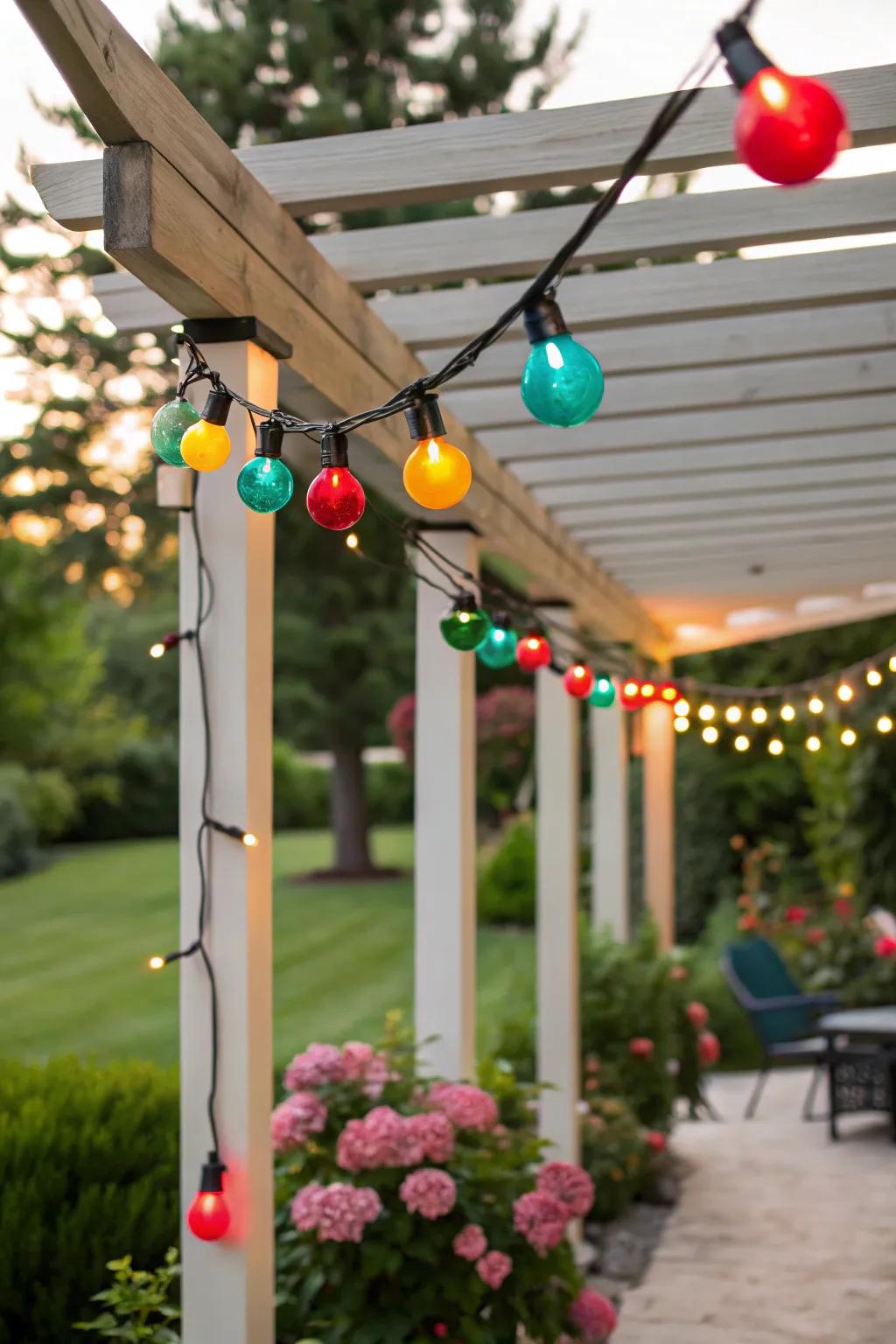 Add a playful touch with colorful festoon lights.