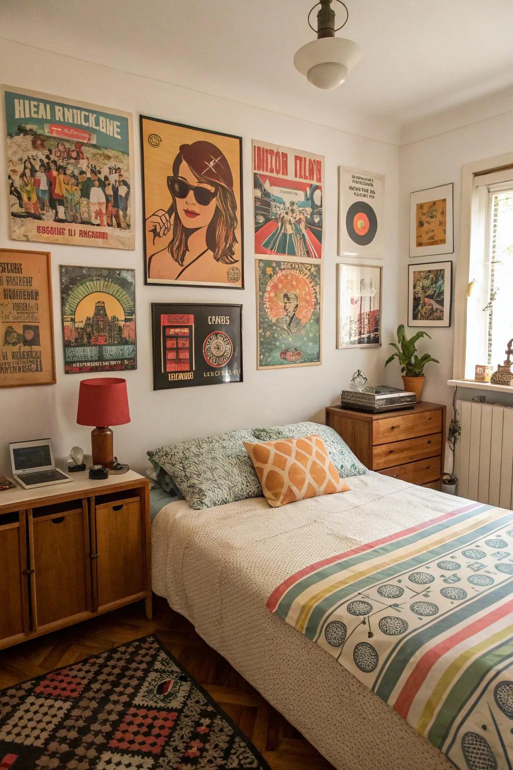 Retro posters add vintage charm and individuality.