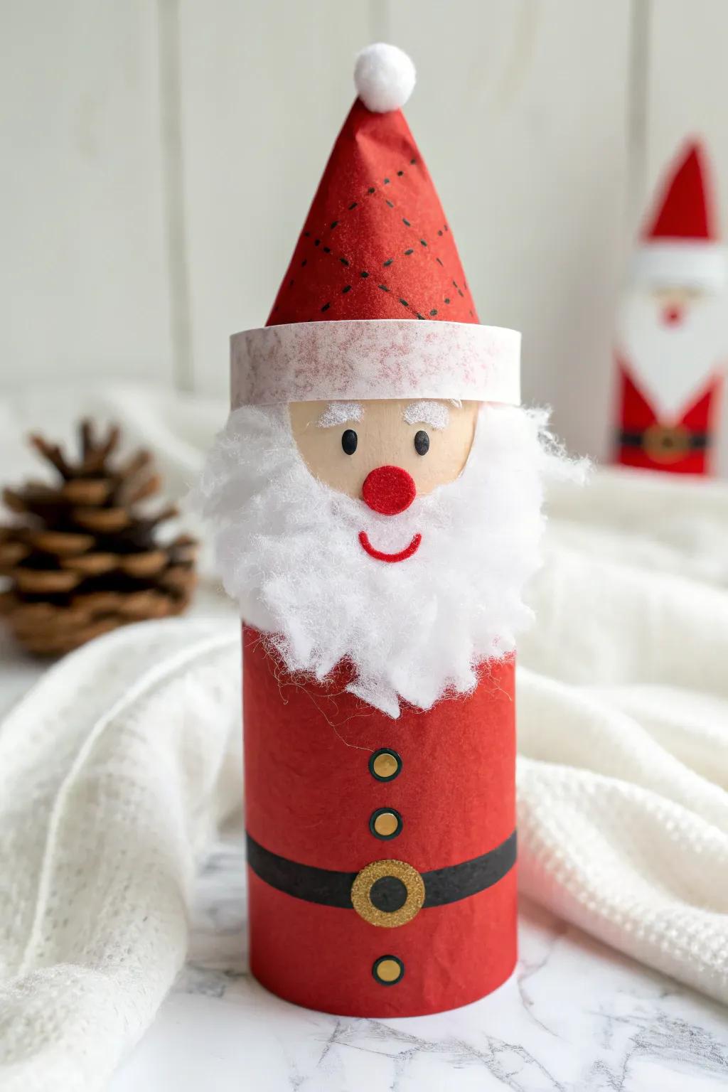 Jovial parchment roll Santa Claus, introducing jubilation and sustainability to holiday artistry.