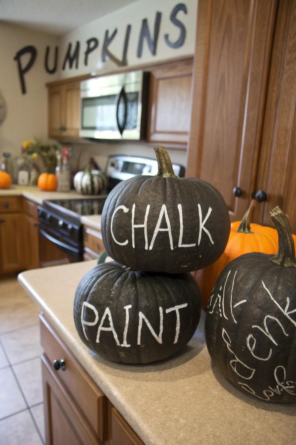 Personalize your space with writing surface message pumpkins.