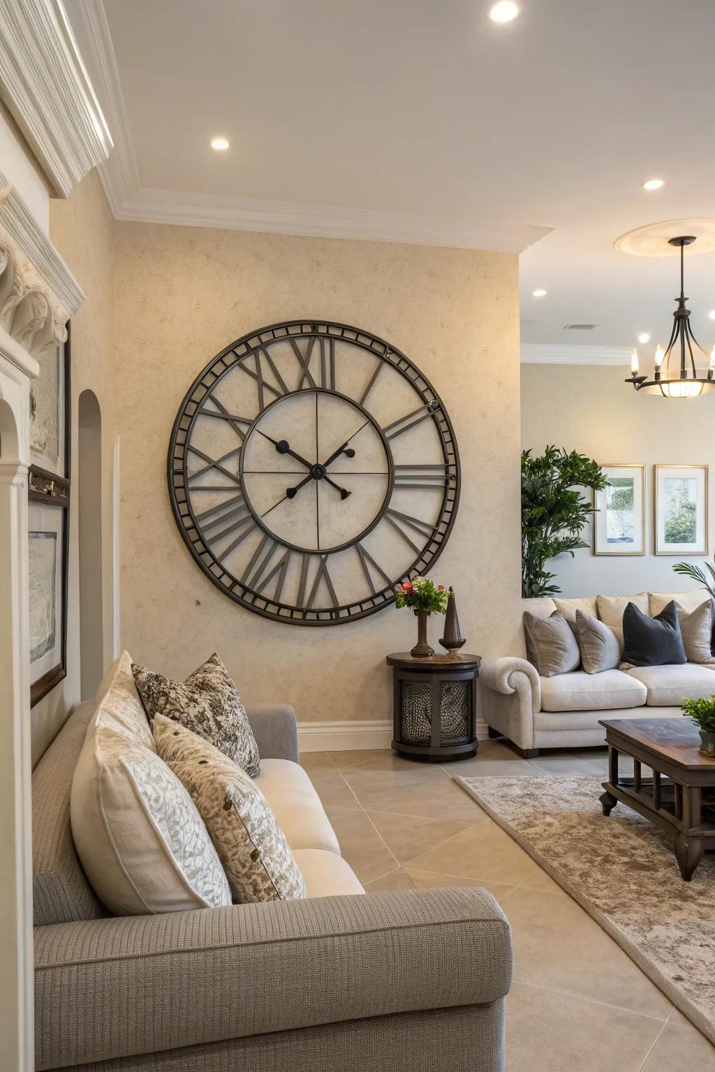 A statement timepiece as an unusual focal point.