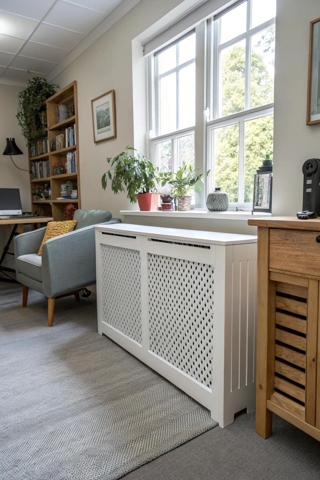 An adjustable design adapts to varying radiator sizes seamlessly.