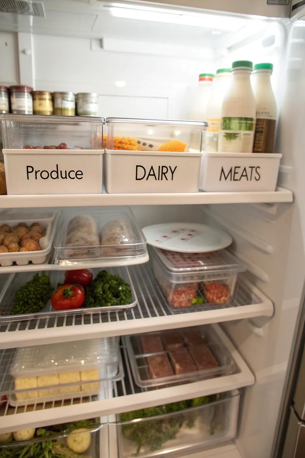 Marked shelves keep up request and clarity.