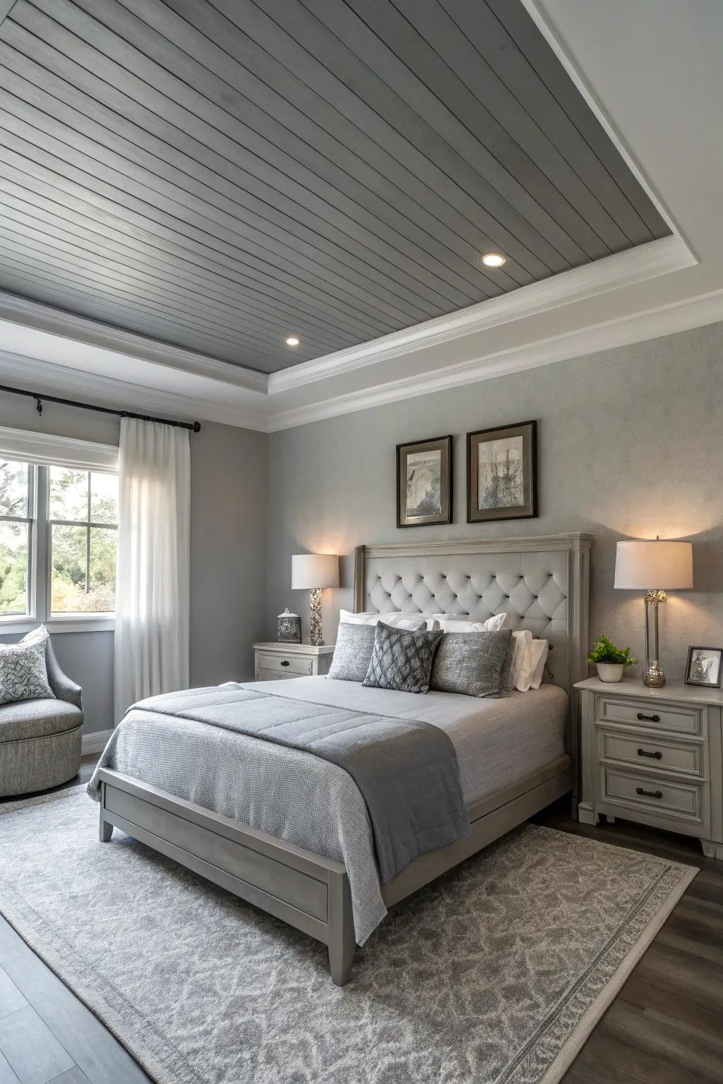 A serenity shade ceiling spawns a cohesive and calming ambiance.