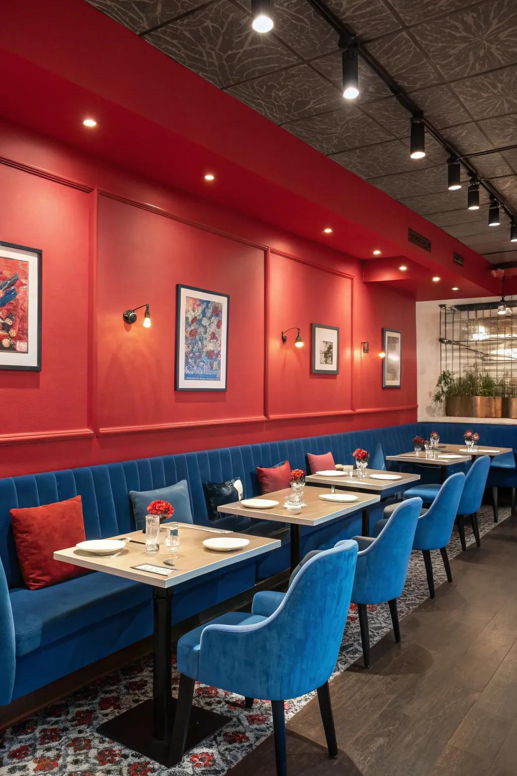 Vibrant colors set a lively statement in restaurant design.