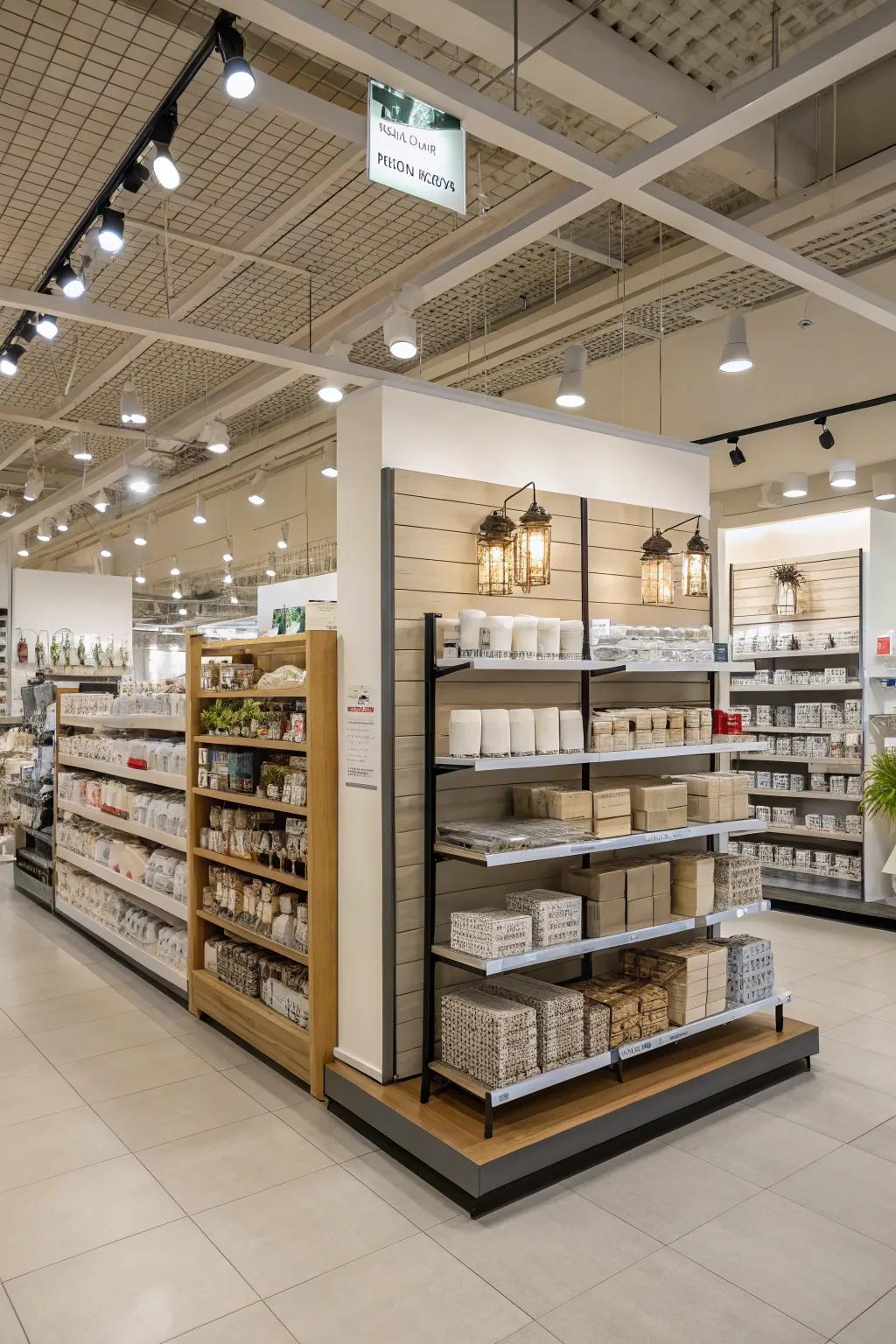 Sky-high displays maximize space and enhance product visibility.