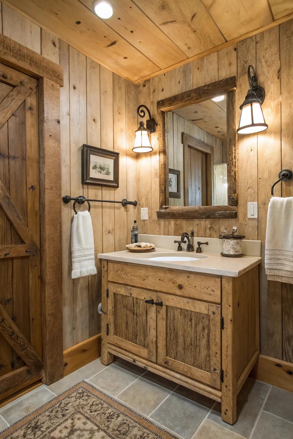 Rustic wood details add warmth and texture to enhance retro charm.