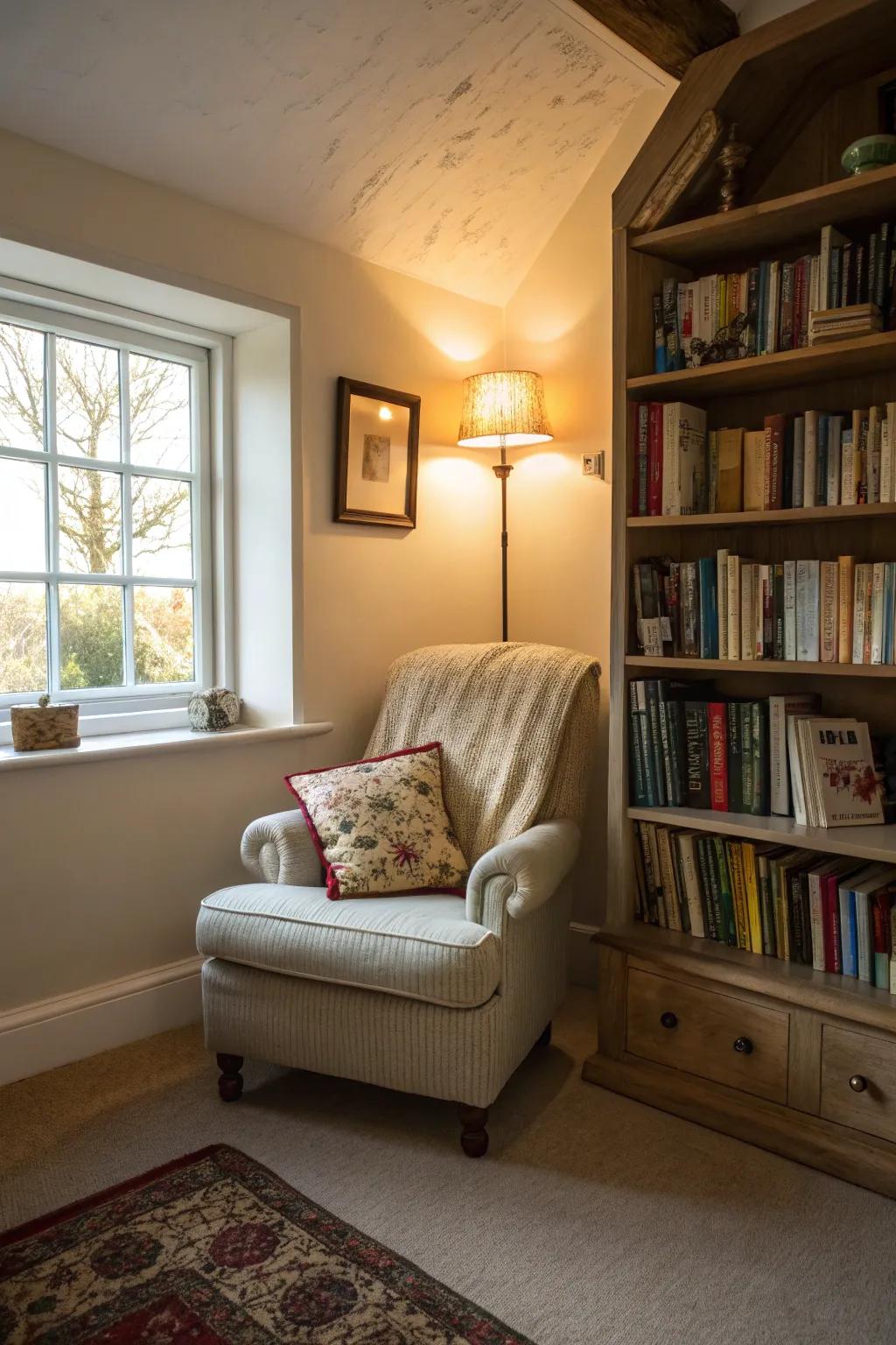 Fashion a snug hideaway in an unanticipated alcove.