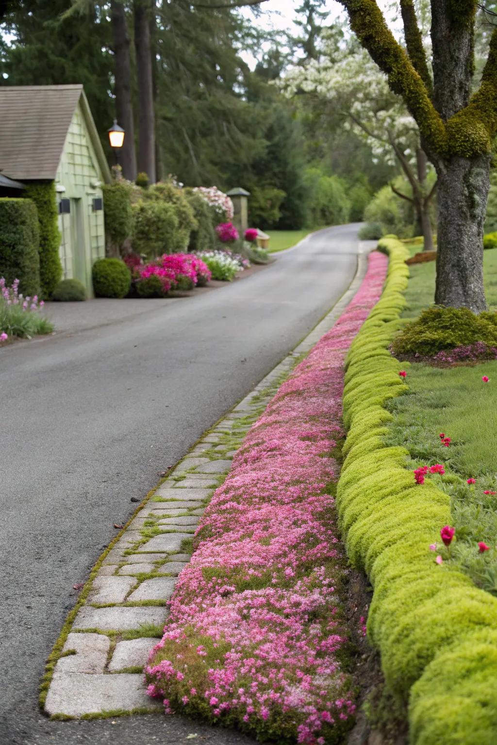 Elevate your curb appeal with a driveway outline of ice plants.