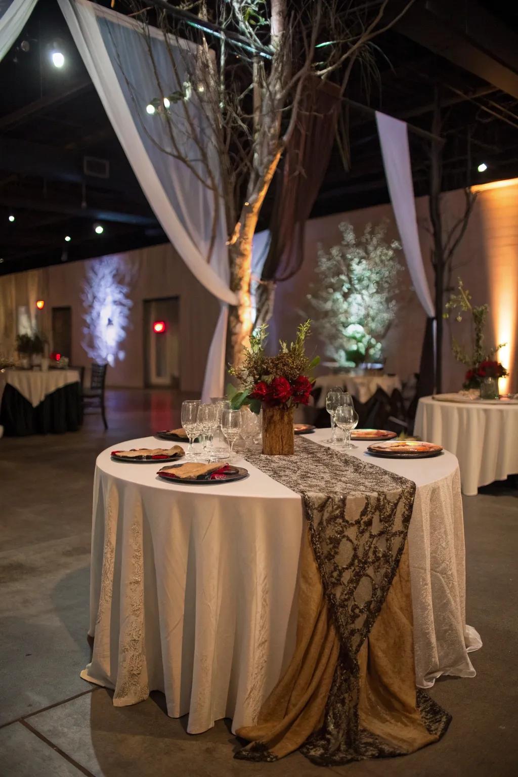 Artistic hanging incorporates drama and attraction to your table.