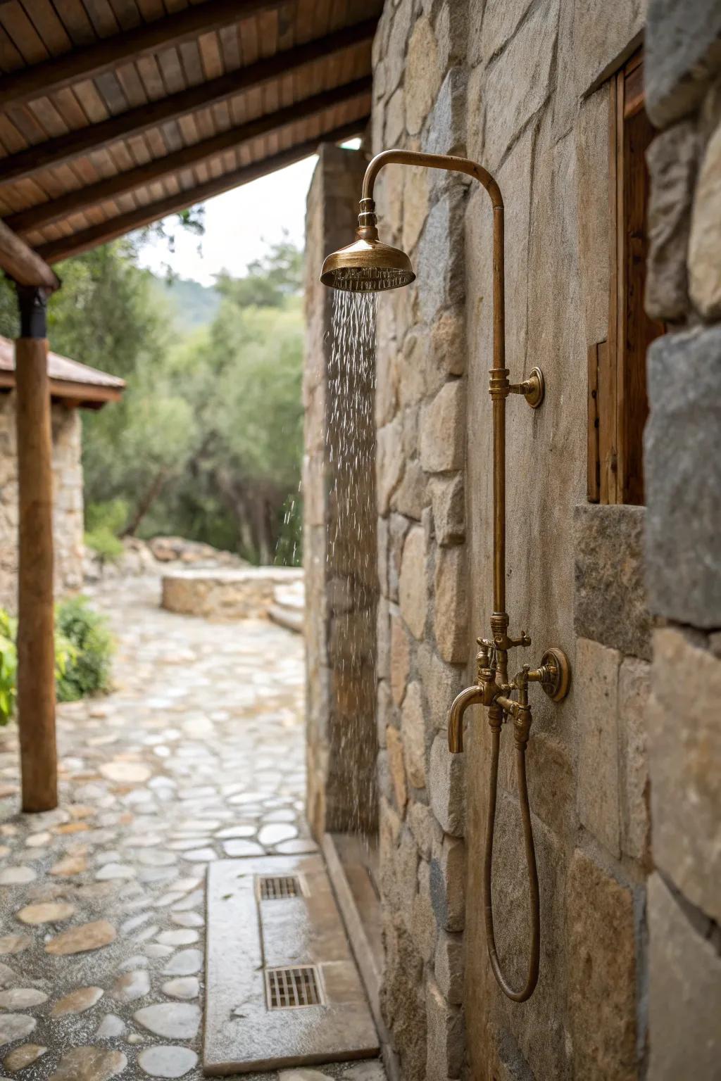 Aged metal alloy introduces a detail of enduring sophistication.