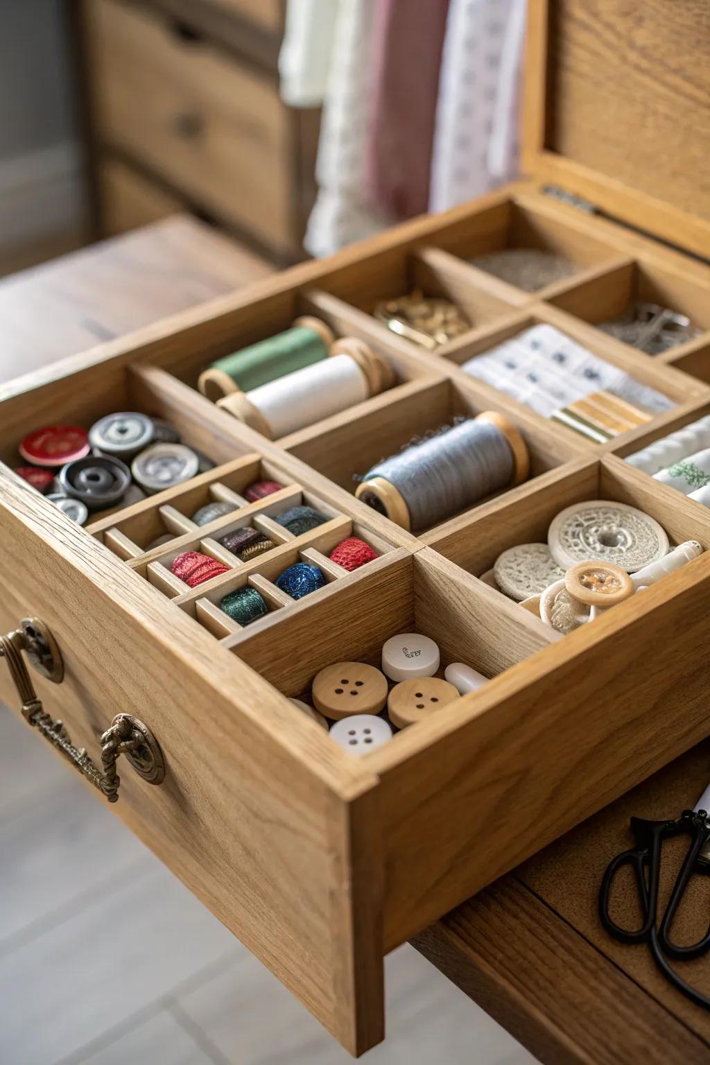 Drawer splits keep small items organized.