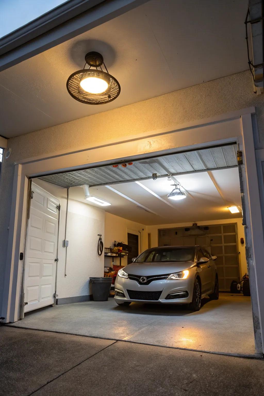 Good lighting makes the garage safer and easier to see.