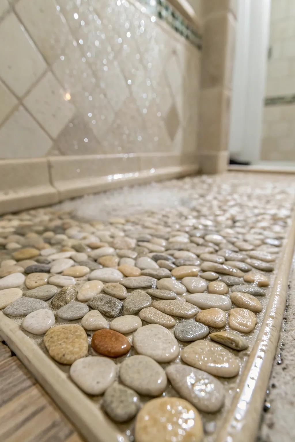 Gravel coverings establish an organic, spa-like atmosphere.