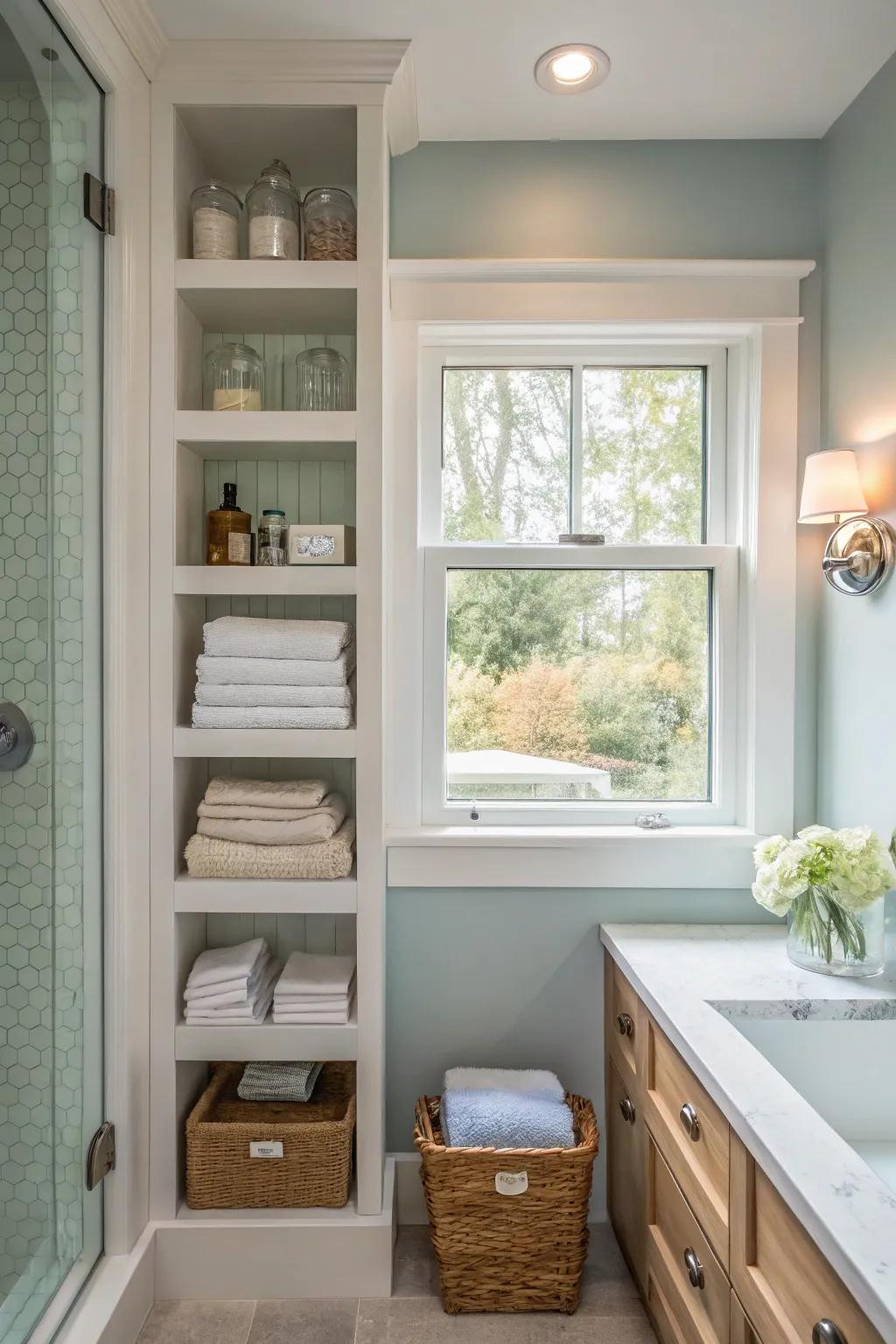 Integrated racks and windows offer clever design.