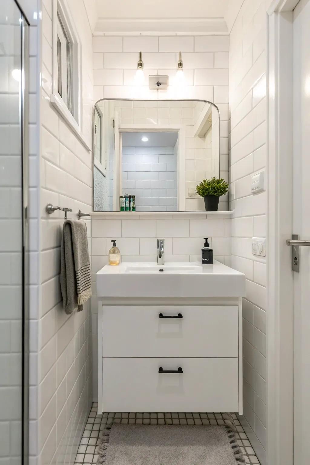 A levitating sink base creates an open and airy feel.