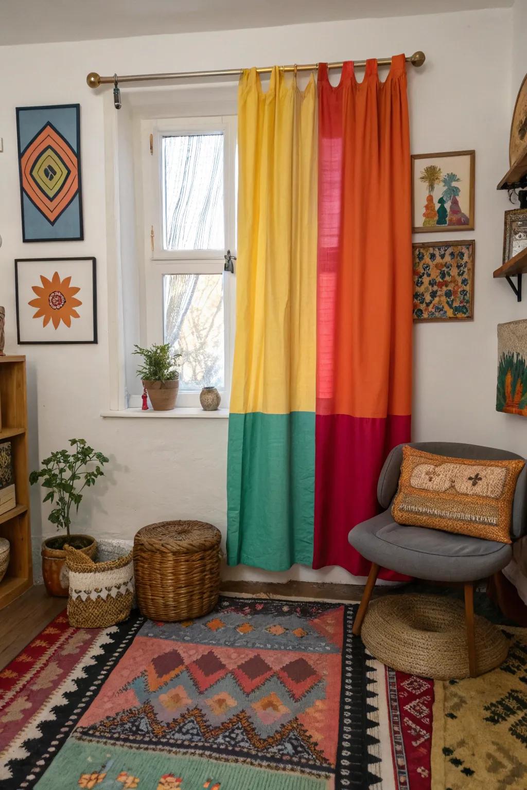 Color blocking adds vibrancy and turns small windows into artful focal points.