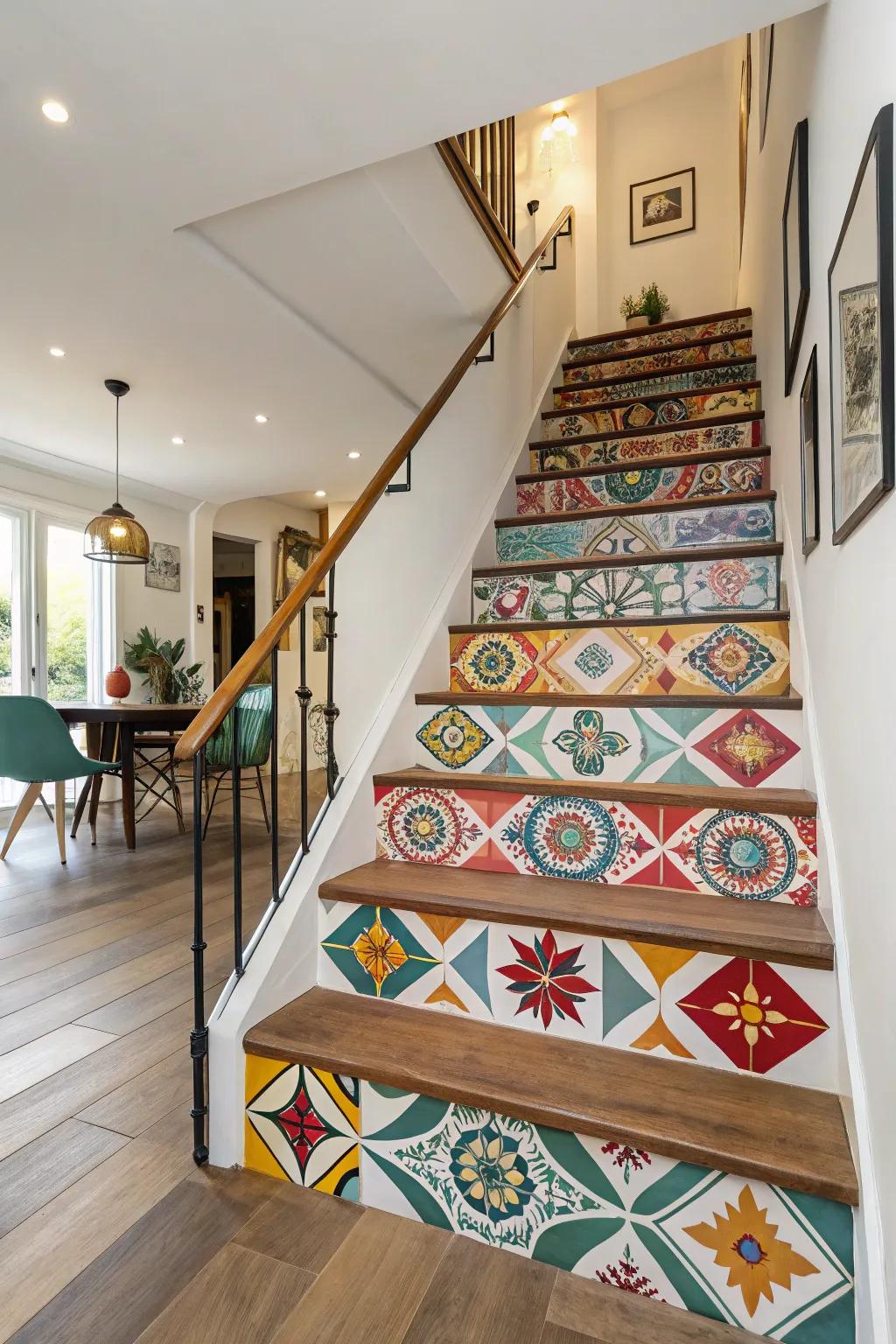 Geometric patterns add a bold and artistic flair.