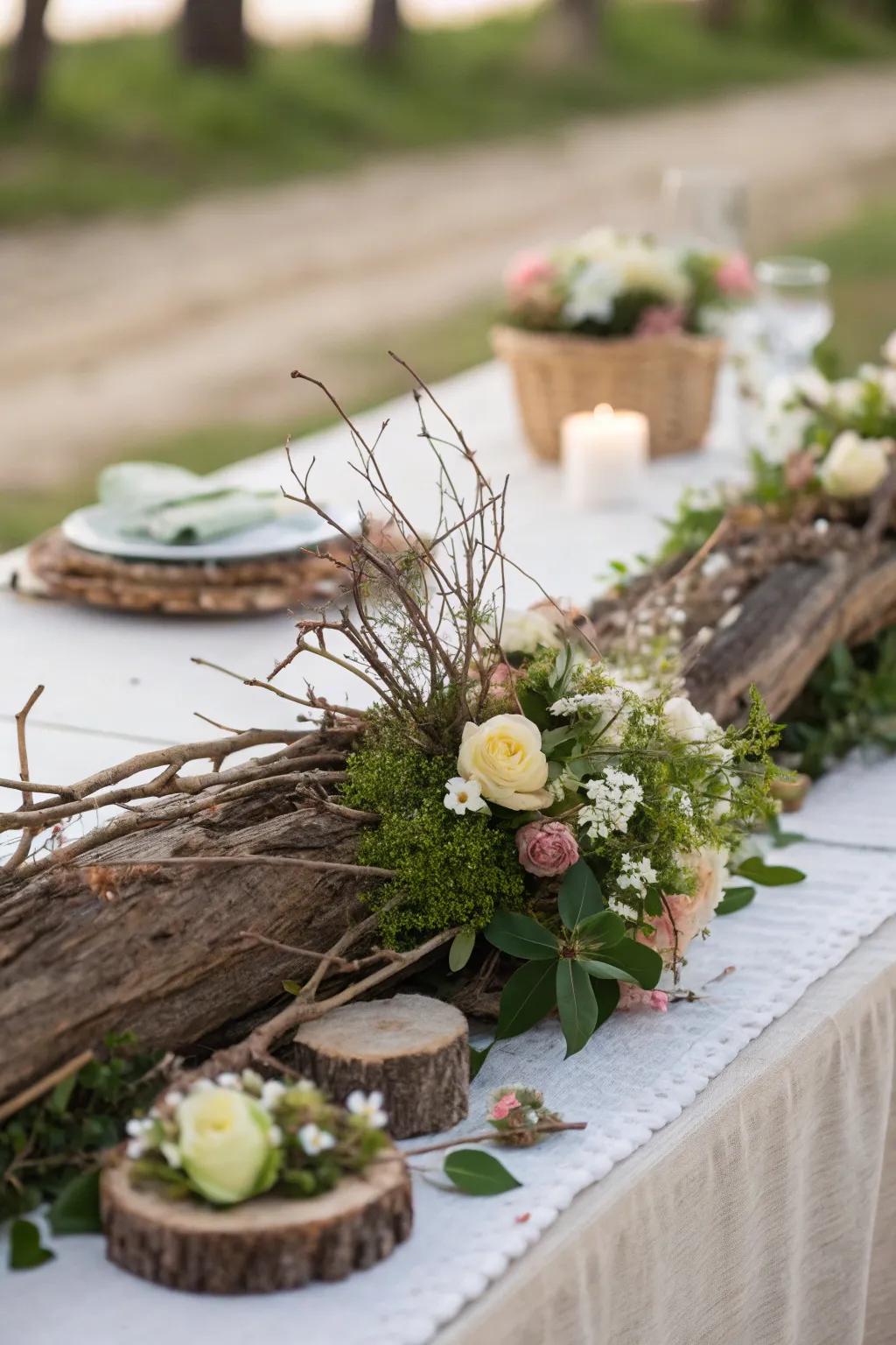 Organic accents offer a rustic, natural appeal.