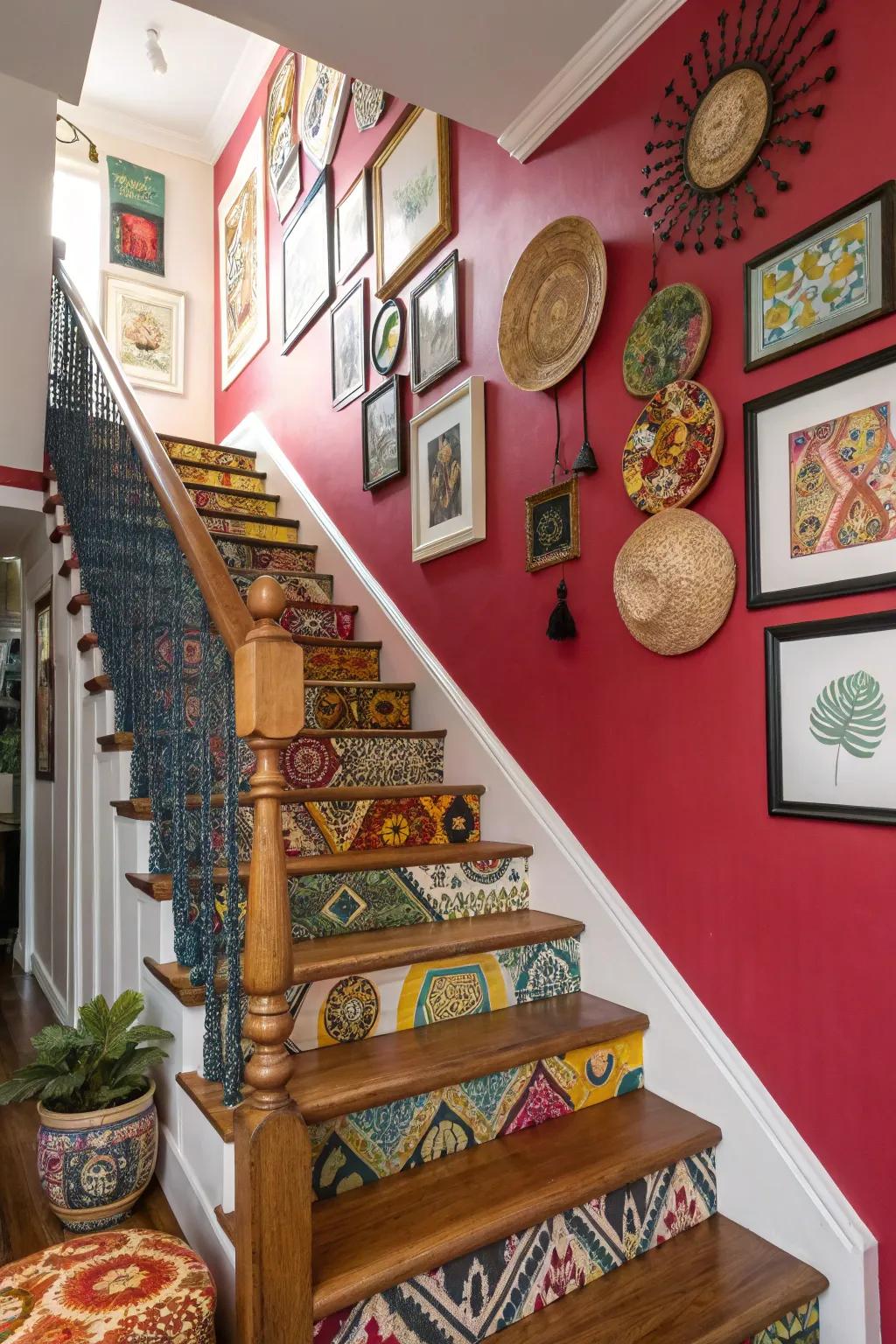 Establish a focal point on your staircase with bold colors.