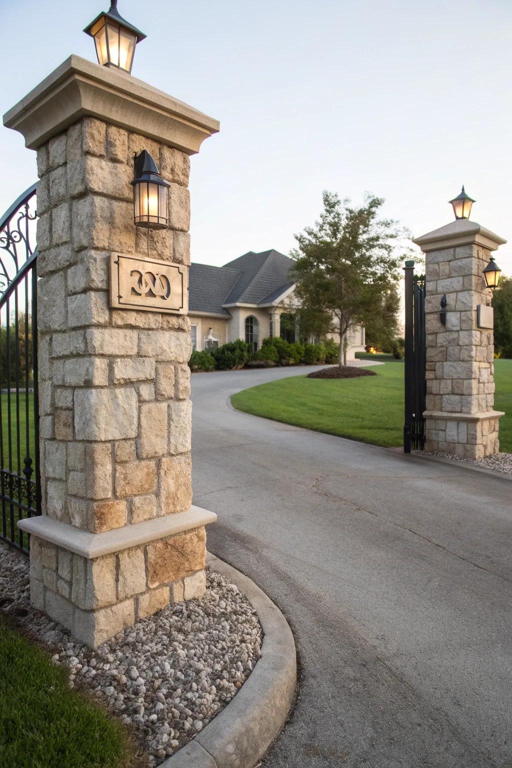 Mark your entrance with ornamental rock columns.