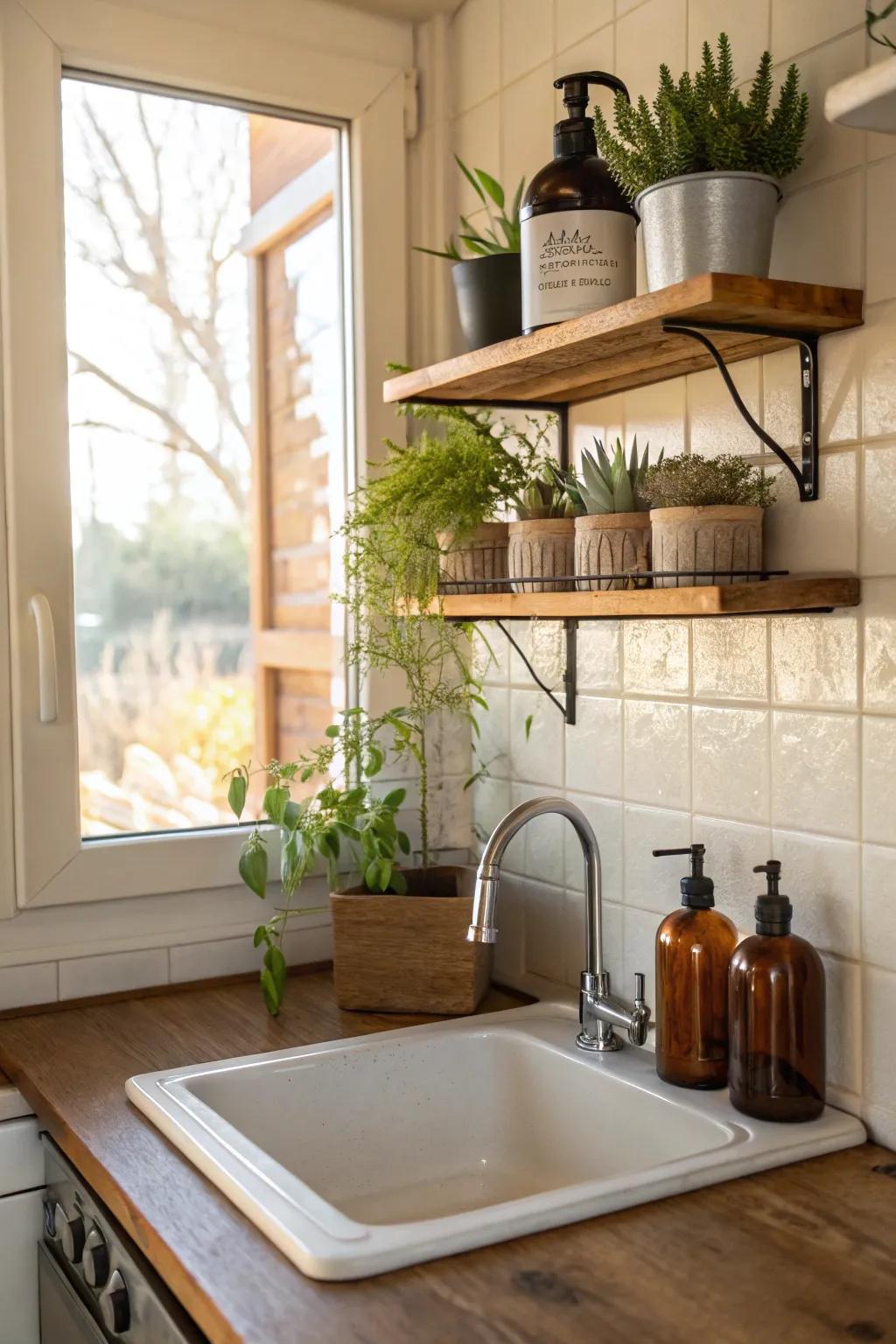 Enhance your kitchen area with a convenient sink rack.