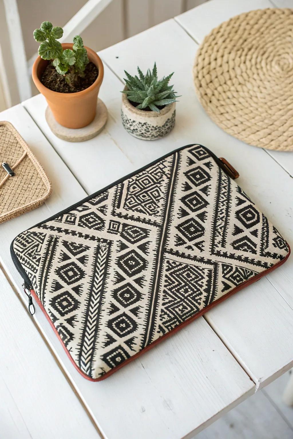 Elevate your tech style with this beautifully crafted laptop sleeve&mdash;where bold prints meet minimalist elegance.