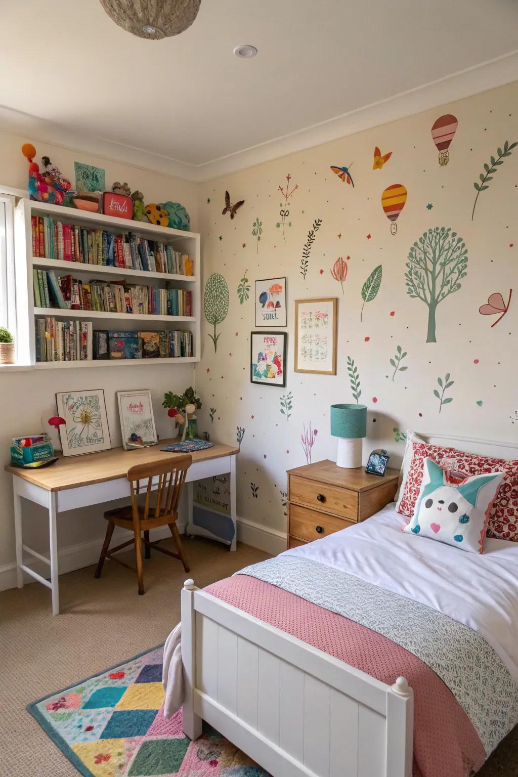 Wall decals offer an easy and versatile way to personalize a tween's room, enhancing its character and charm.