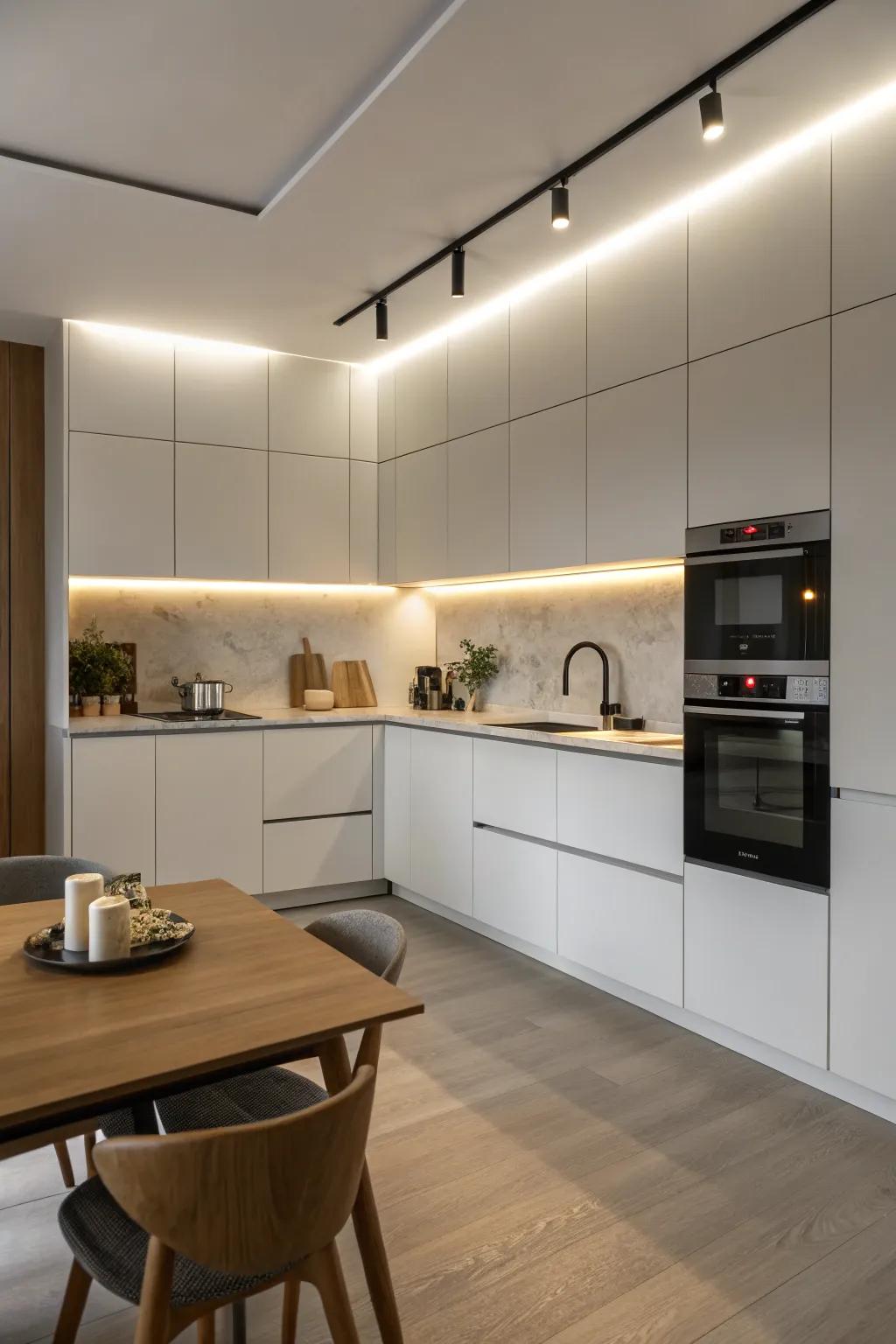 Concealed lighting creates a minimalist and clean look without sacrificing brightness.