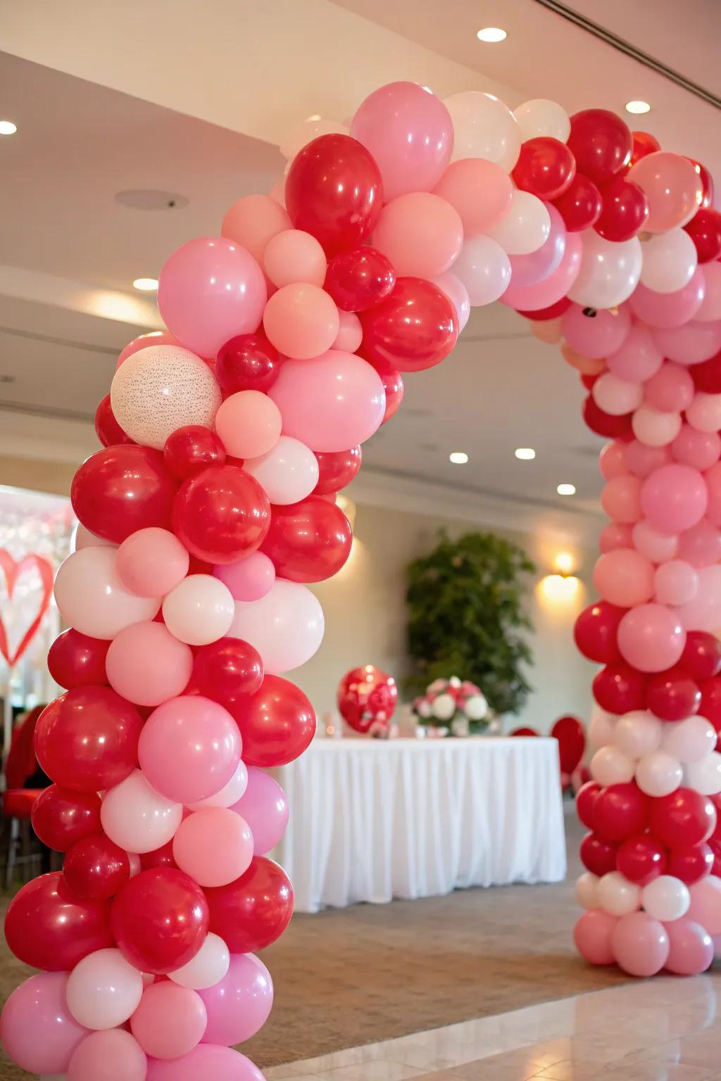 Establish a celebratory atmosphere through a handcrafted balloon curve.