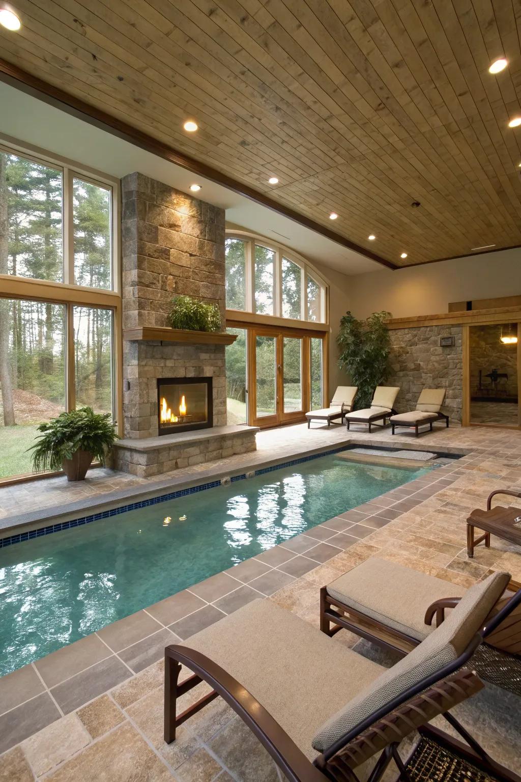 An indoor pool offering luxury and relaxation.