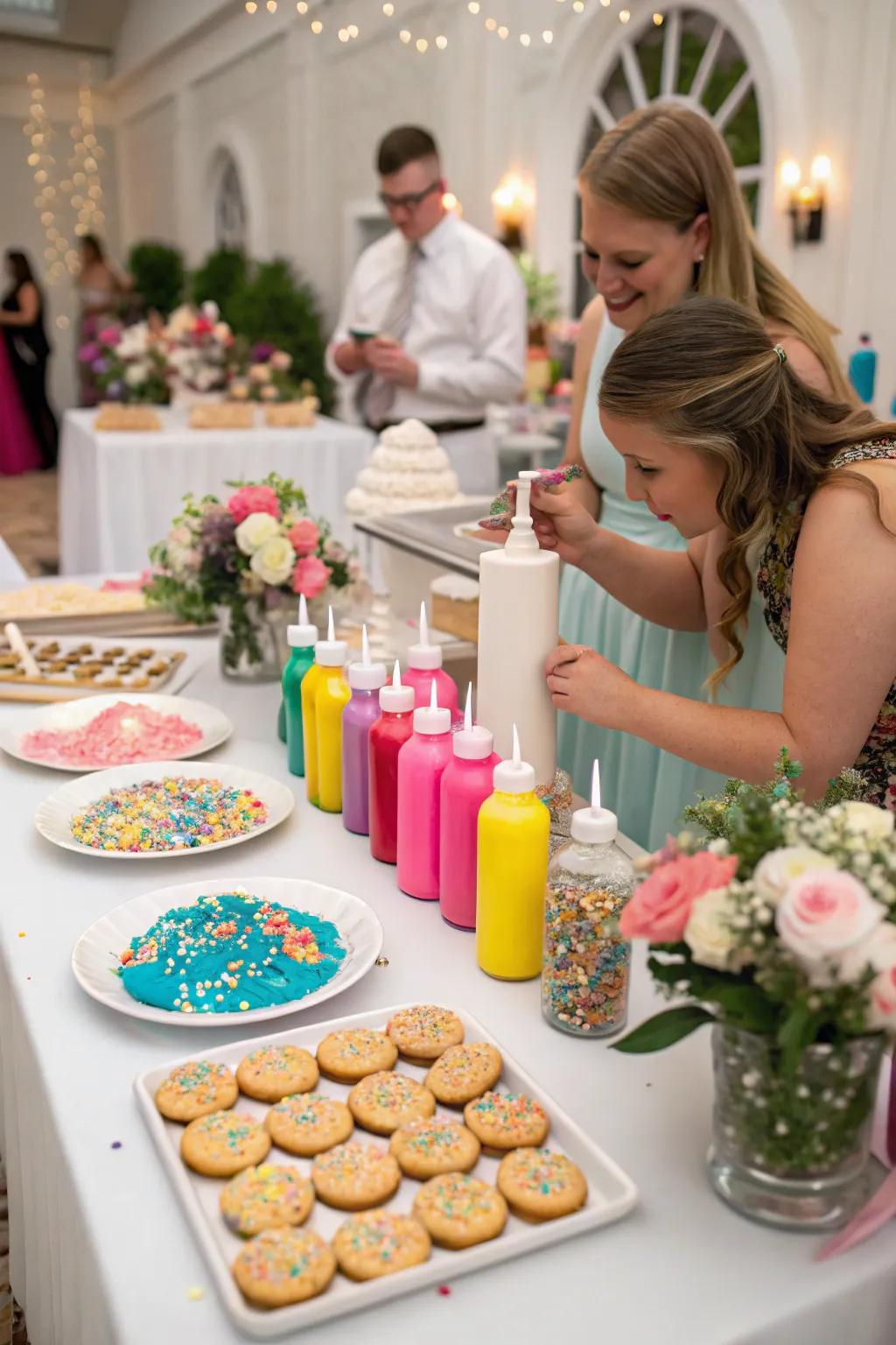 A personalized cookie spot provides a pleasant, interactive wedding activity.