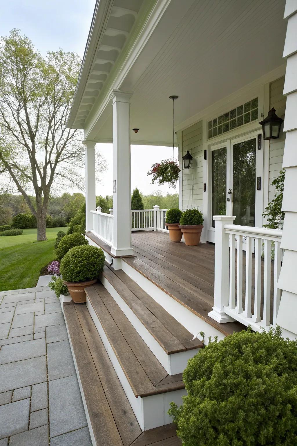 Shorter rise steps offer simple elegance.