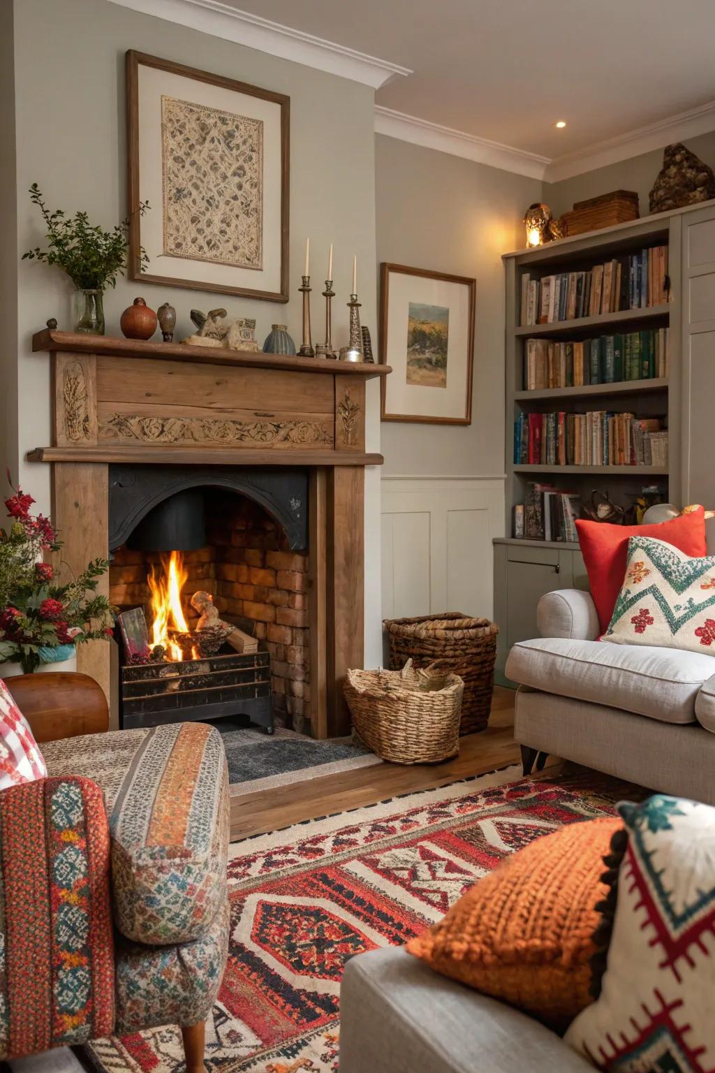 Express your style with a blended fireplace setting.