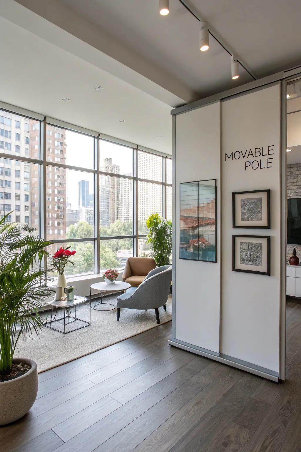 Moveable partitions offer dynamic space solutions for modern living.