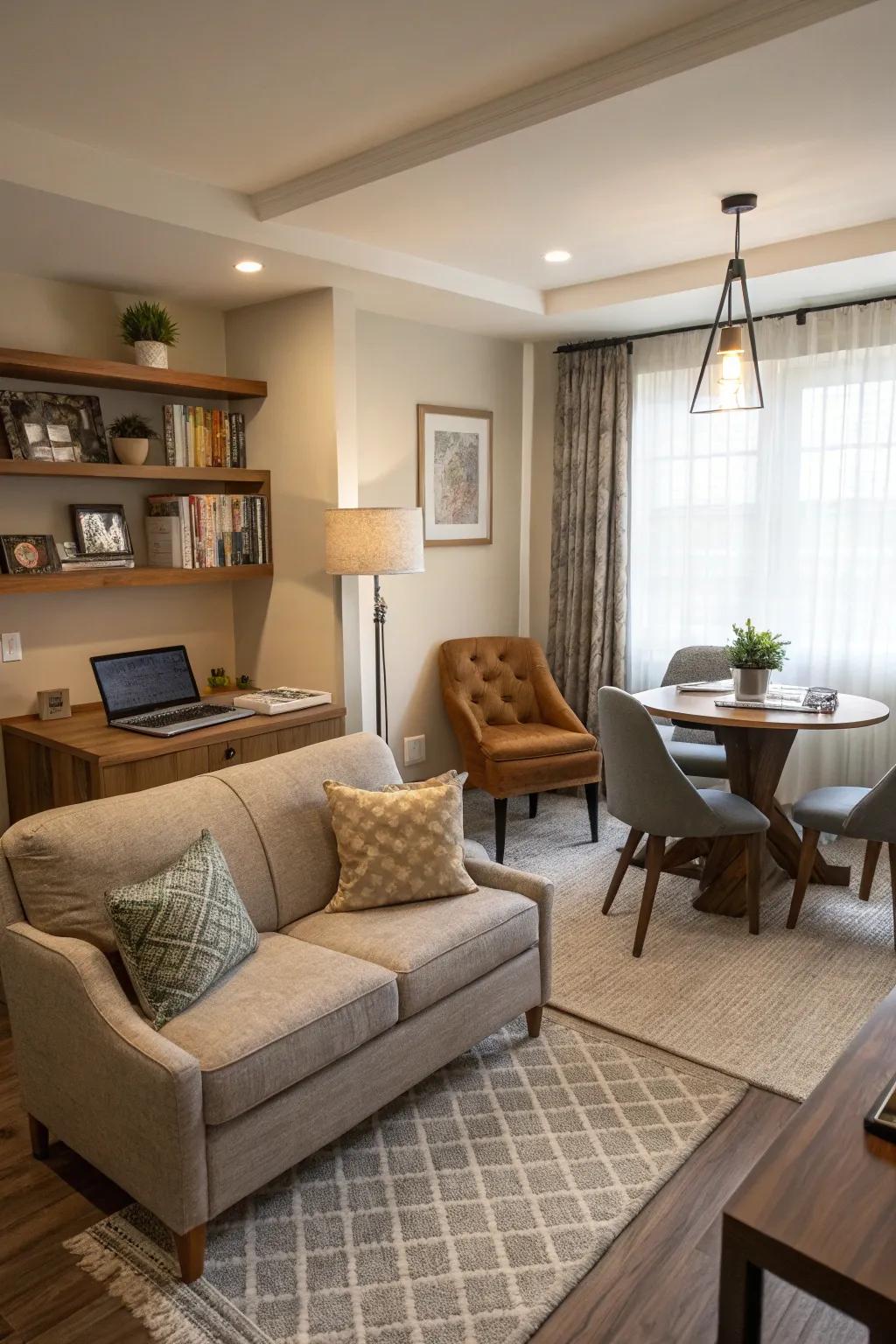 Establishing zones optimizes your space for multiple functions.
