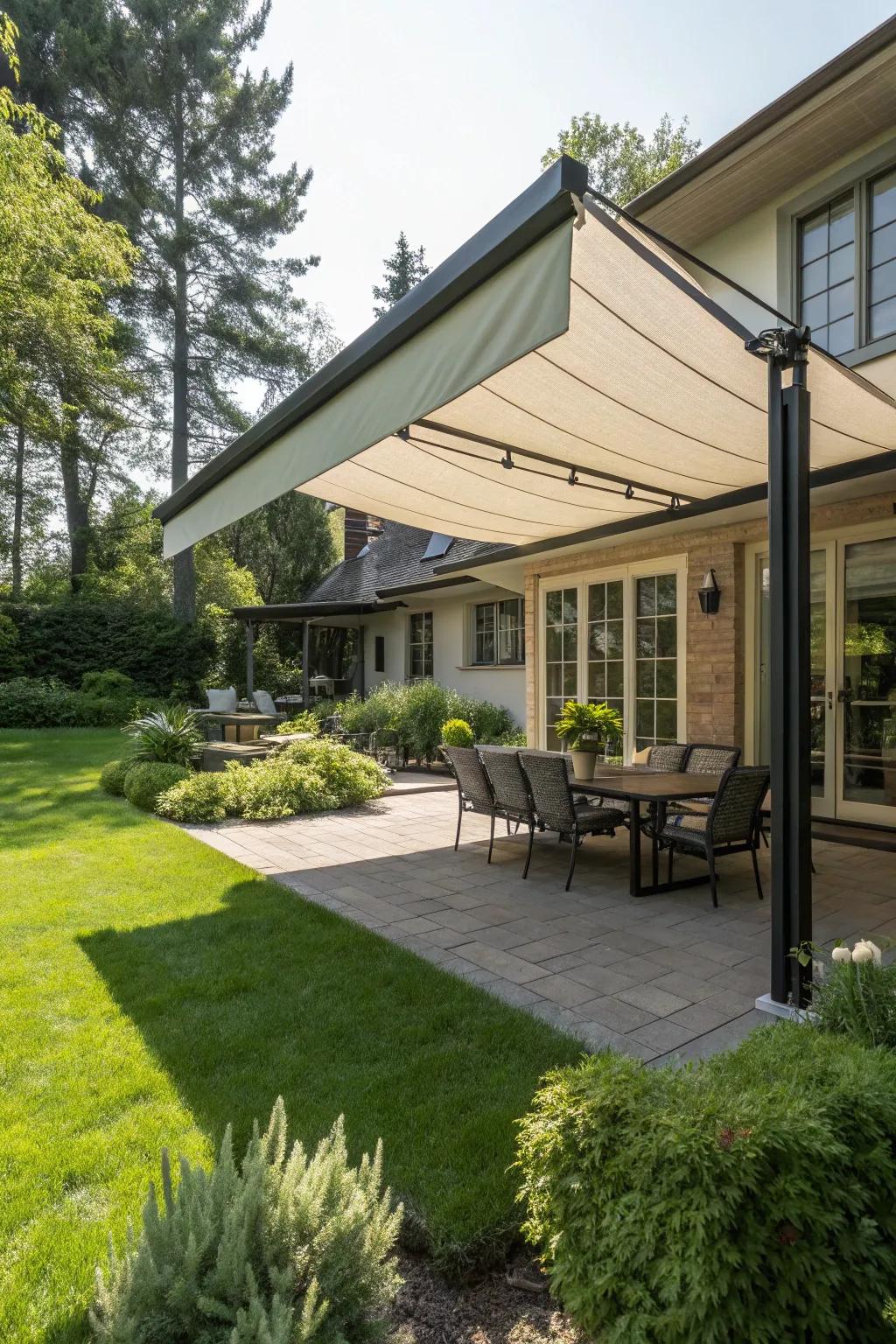Maximize space with overhanging awnings.